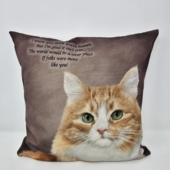 Danbury Mint Canvas Cat Feather Pillows Collection Set of 4 Zipper Closure - Picture 6 of 13